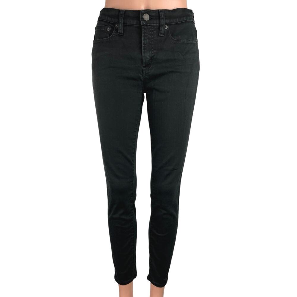 J.Crew Women's Black High Rise Stretch Ankle Toothpick Skinny Denim Jeans Sz 28